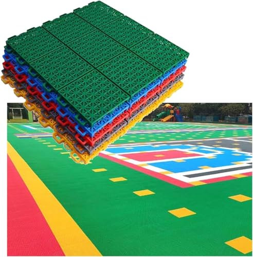 MOZ4dxy Tapis de Sol modulaires emboîtables, Carreaux de Terrain de Sport à Monter soi-même for école Maternelle et Basket-Ball en Plein air, Drainage Rapide(Orange)
