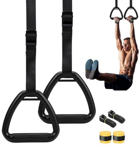 Gymnastikringar Calisthenics Gymnastik Träningsutrustning | Halkfria Justerbara Remmar Pull Up Ringar för Hemmagym Träning Sport Fitness Cardio Kondition Dans Familjerum Hus Vuxen