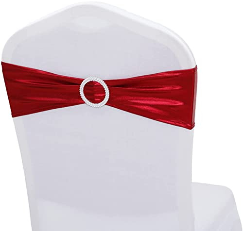 Bandas de elastano rojo para silla con hebilla deslizante, lazos elásticos universales para bodas, fiestas, ceremonias, recepciones y decoración de banquetes, 80 pulgadas de longitud