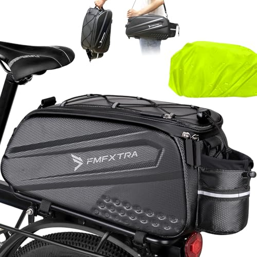 RIZENCE 3 IN 1 Fahrradtasche - 12L Fahrradtaschen für Gepäckträger - Hartschalen Wasserdicht Fahrrad Gepäckträgertasche - Multifunktionale Reflektierend Hinten Gepäckträger mit Regenschutz