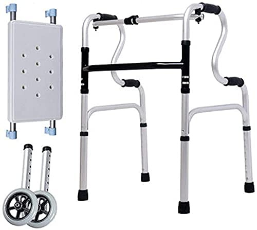 QHLMLL Andador de Ayuda para Caminar, Andador con 4 Ruedas, Ligero, Plegable, multifunción, Antideslizante, para Personas Mayores, Plegable, para discapacitados, con Tabla de baño y polea/sin polea