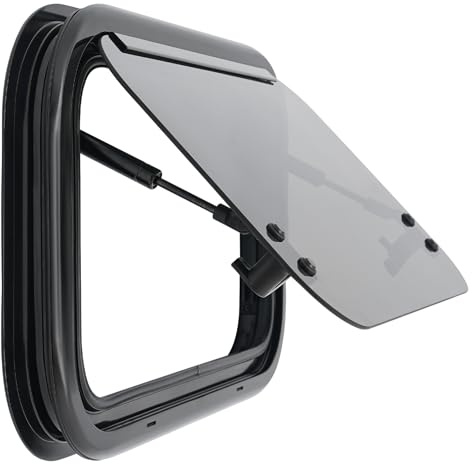 JJsdwin Fenêtre de camping-car 500x300mm, fenêtre RV pour caravane avec verrouillage par interrupteur, fenêtre escamotable en acrylique pour camping-cars, angle d'ouverture max. : 85°