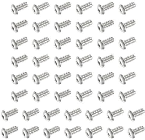 PATIKIL Viti A Testa Bombata Con Innesto Esagonale, 60 Pezzi #8-32 UNC x 3/8 Pollici Acciaio Inossidabile 304 Guida Esagonale Filettatura Completa Bulloni Macchina, Argento