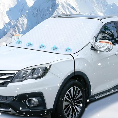 dellyy Copri Parabrezza Auto, Copertura Parabrezza Auto Antighiaccio Inverno con 5 Magneti, Protezione Auto Copri Parabrezza per Protezione Anti Gelo, Neve, Grandine, Sole UV, 160 * 116 cm
