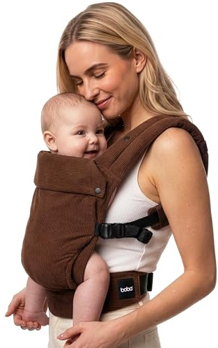 Boba Auri Portabebés - Pana y Algodón, 3 Posiciones Ergonómicas (Frontal Hacia Dentro/Frontal Hacia Fuera/Espalda), Posición “M” con Asiento Ajustable (3,2-20 kg)