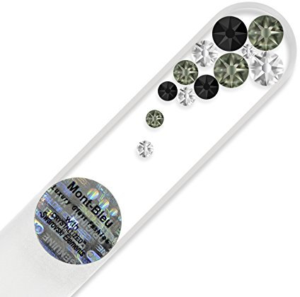 Mini lime per unghie in vetro decorato a mano con Swarovski Elements | Vetro di Boemia temperato originale, garanzia a vita, in custodia di velluto nero