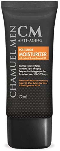 CHAMUEL MEN Anti Aging Daily Aftershave for Men - All Natural Mens Face Cream and Moisturizer with Argan, Shea & Aloe Facial Fuel for Sensitive, Dry, Oily or Combo Skin, 2.6 oz