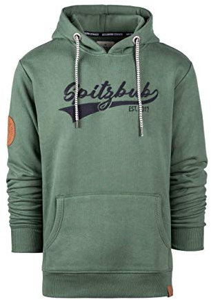 Spitzbub Herren Hoodie Pullover mit Kapuze Kapuzenpullover Sweatshirt Johannes-Gustav, Grün, XL
