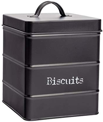 Harbour Housewares Vintage Biscuit Tin - Black - Metal Kitchen Biscuit Barrel Box Storage Bin Canister Cookie Jar Caddy Container