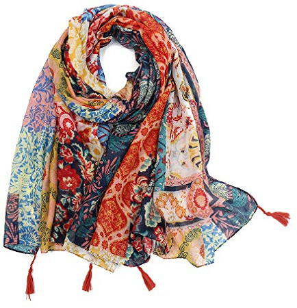 Yeieeo Women Scarf Soft Floral Printed Winter Fall Warm Cotton Scarves(Floral 6)
