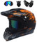 UIGJIOG Motorradhelm,Motocross Helm,Helm Kinder,Helmets Kinder-Cross-Helm, Road Helm mit Handschuhe Maske Brille, ATV Helm,Orange,S(52~53cm)