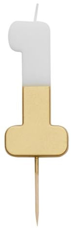 Weiß und Gold Nummer 4 Kerze für Kuchen | Prämie-Qualität Kuchendekoration | Für Kinder, Erwachsene, 40. Geburtstag, Jubiläum, Meilenstein