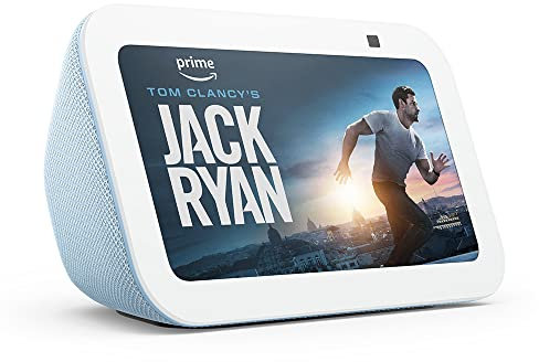 Certified Refurbished Echo Show 5 (3rd generation) I Smart display and alarm clock with clearer sound I Cloud blue