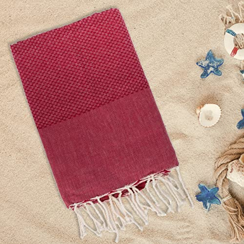 Lisola - Telo Mare Fouta in Puro Cotone, Tinta Unita, Ideale per Spiaggia, Mare e Piscina, 100 x 200 centimetri, Colore Rosso, Modello: HAMMAM