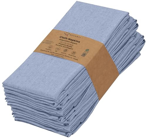 Ruvanti Cloth Napkins Set of 12, 18x18 Reusable Napkins Cloth Washable, Soft & Durable Table Napkins, Poly Cotton Fabric Dinner Napkins for Parties, Christmas, Thanksgiving, Weddings - Midnight Blue