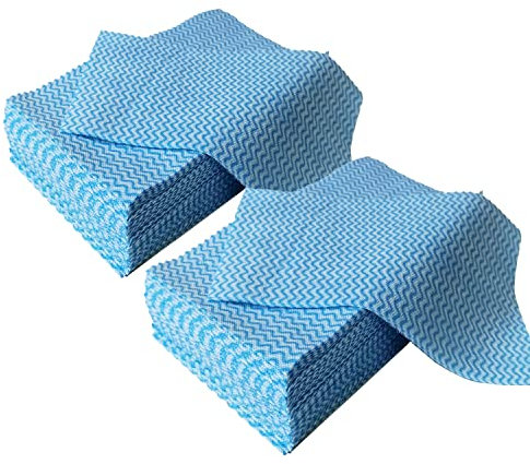 Peachicha Disposable J Cloths Reusable Dish Towels All Purpose Cleaning Cloths Soft and Absorbent,Pack of 100 Pcs, Blue