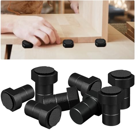 8 Pcs Bench Dogs Aluminum Alloy, 19mm Bench Dogs for Woodworking With Non-Slip Pad for T-Track Woodworking Table Workbench Positioning Planing Plug (Black-19mm)