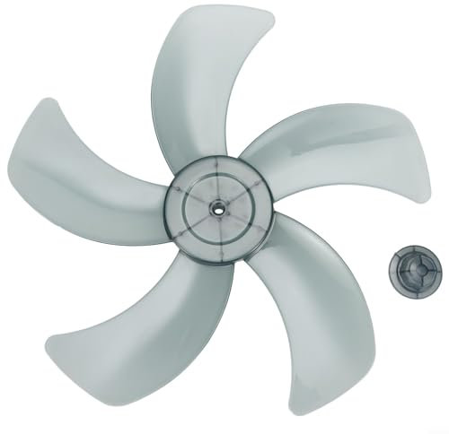 Plastic Fan Blade, 16 Inch Household Plastic Fan Blade Five Leaves with Nut Cover Table Fanner General Accessories Replacement Part (Black)