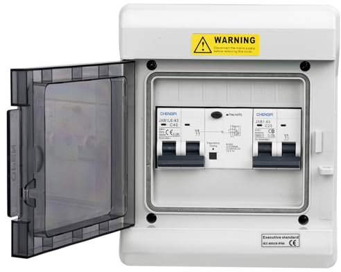 CHENGPI Caja de Distribución, Cuadro Electrico Premontado con 2P+N RCCB 40A 30mA RCCB y Disyuntor de AC, las Barras Colectoras Se Pueden Utilizar para Cablear Un Conjunto de Circuitos de 6 Módulos