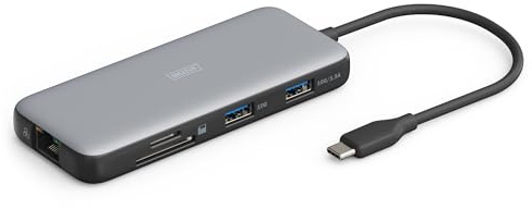 DIGITUS USB-C Docking Station – 7-Ports – 1x HDMI UltraHD 4k 60Hz – 2x USB-A 3.2 Gen2 – 1x Typ-C 100W PD 3.0 – 1x RJ45 – Dual Kartenleser – Grau