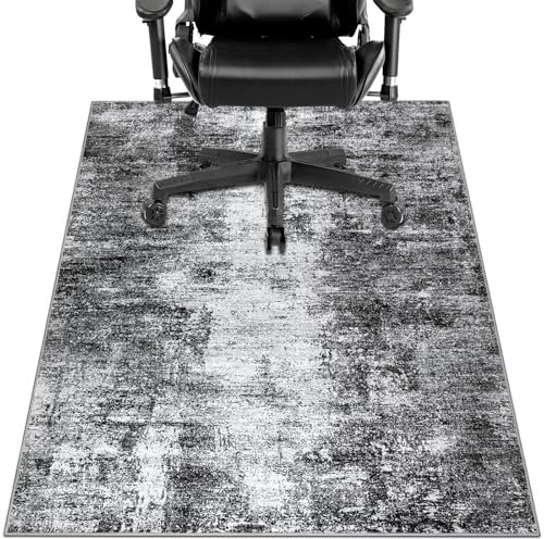 Capslpad rutschfeste Stuhlmatten für Hartholzboden 120x150cm Schwarz Abstrakt Bodenschutzmatte Gaming Schreibtischstuhl Unterlage Schreibtisch Teppich für Hartböden Büro Bürostuhl