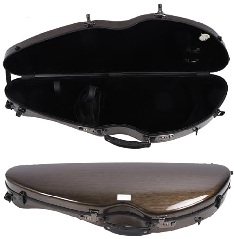 4/4 Fiolfodral, Kolfiberfiolbox, Lightweight Violin Storage Box med Hygrometer, Avtagbar Axelrem och Lösenordslås, Brunt