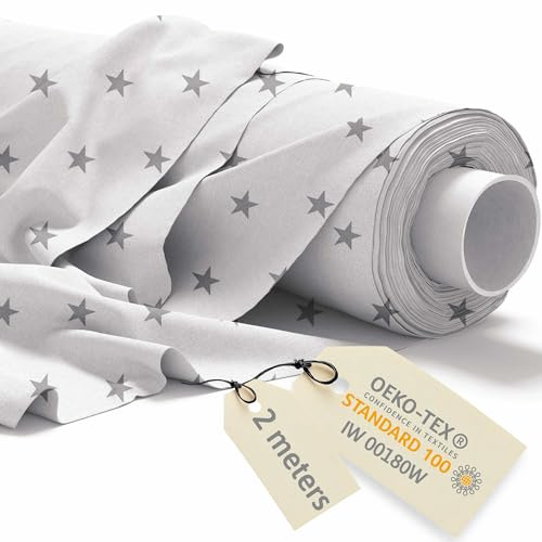 DreamRoots Stoffa cotone al metro 2Mx160cm 145 g/m² - Tessuti per tende a metro da interno, cucito creativo - Tessuto a metraggio, Stardust