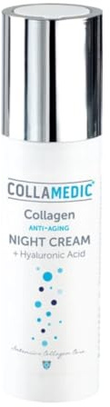 COLLAMEDIC Nachtcreme mit Kollagen & Hyaluronsäure gegen Falten, Anti-Aging Gesichtscreme mit Goji Stammzellen, Ceramiden, Peptiden & Shea Butter, 50 ml