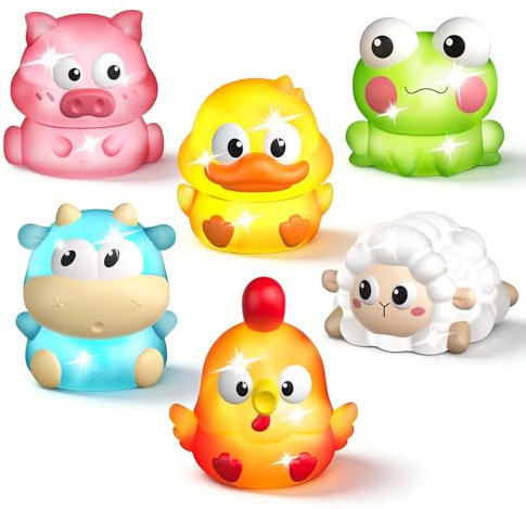 Farm Animals Light Up Bath Toys for 1 2 3 Year Old Boys Girls Gifts