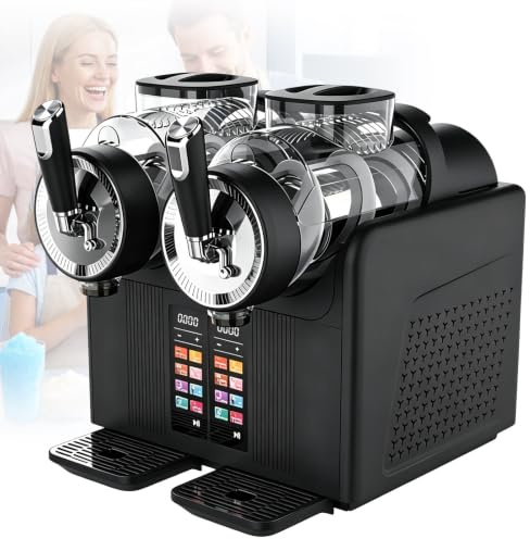 Slushie-Maskin, 2×2 Liter Mjukglassmaskin För Hemmabruk | 7 Förinställda Program, Inget Isbehov, Självrengörande, Professionell Maskin För Kalla Drycker, Margaritas, Frappéer Och Milkshakes Black