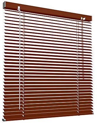 Victoria M. Aluminium Jalousie 60 x 220 cm, holzdunkel, Jalousie ohne Bohren, inkl. Klemmclips