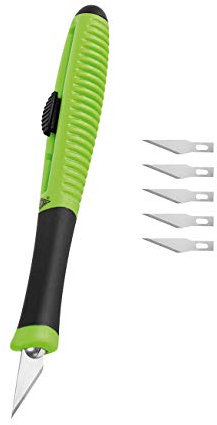 Wedo 7862599 Skalpell Pocket Comfortline (mit Schiebemechanik, Softgriff inklusive 5 Ersatzklingen) apfelgrün/schwarz
