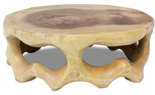 Holzhocker Rundhocker Hocker Blumenhocker Teakholzhocker ca. 30x10 cm Kunst Holz Teakholz Natur Braun Hell Klein