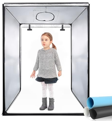 Fotostudio, Heorryn 140 x 120 x 100cm Tragbare Faltbares Lichtzelt Kit mit 576 Dimmbare LED-Beleuchtung und 3 Farbhintergründen für die Fotografie