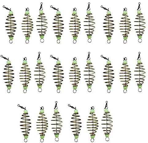 Cestas para Cebos Pesca Cebo Jaula Trap Pesca Comedero Cesta Cesta AlimentacióN con Perlas Luminosas Cebador Pesca Trampa Red Pesca Cesta Forma de Jaula en Espiral Alimentador Pesca （25Pcs 8Cm）