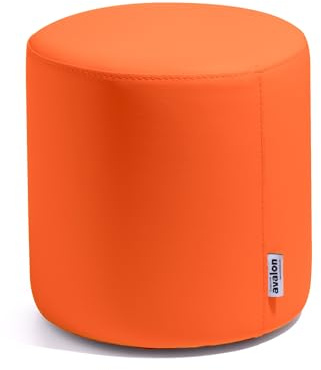 Avalon - Pouf Poggiapiedi Rigido CILINDRO Mamba Ignifugo Classe 1IM in Ecopelle Nautica, Puff Poggiapiedi, Seduta da Interno ed Esterno, Professionale Comodo Impermeabile, Made in IT(35cm-Arancio)