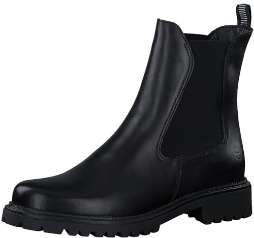 Tamaris Damen Chelsea Boots, Frauen Stiefeletten,TOUCHit-Fußbett,uebergangsstiefel,Schlupfstiefel,flach,Boots,Stiefel,Bootee,Black,41 EU