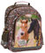 Pferde Fan Rucksack Kinderrucksack für Jungen und Mädchen mit zwei großen Fächern, Fronttasche und seitlichen Getränkenetzen, 38 x 28 x 18 cm, braun/rosa