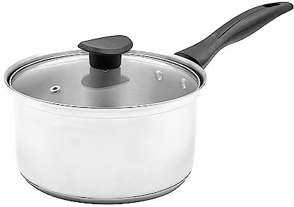 Blackmoor 69839 20cm Stainless Steel Saucepan/Tempered Glass Lid with Steam Vent/Cool Touch Bakelite Handle/All Hob Types Including Induction, Gas and Electric