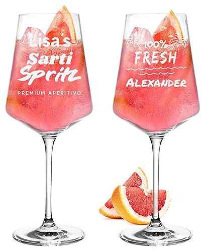 polar-effekt Leonardo 2er-Set Sarti Aperitif Gläser 560 ml mit Gravur - mit Namen veredelt - die Geschenk-Idee für Frauen und Männer - für Cocktails und Drinks - spülmaschinenfeste Trinkgläser