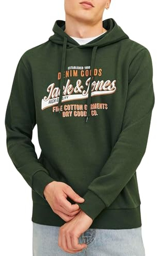JACK & JONES Jjelogo Sweat Hood 2 col 24/25 Noos Felpa con Cappuccio, Verde Combo, XXL Uomo