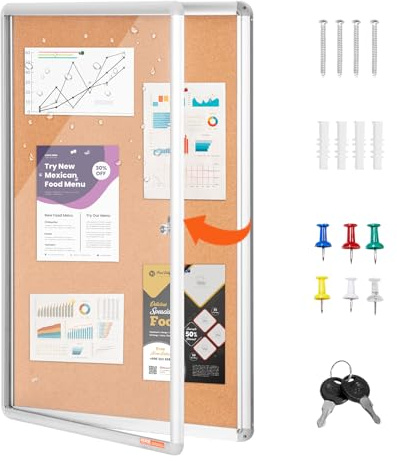VEVOR Lavagna Bianca Bacheca in Sughero Bacheca con Telaio in Alluminio 90x60 cm, Lavagna Magnetica Cancellabile a Secco Verticale da Muro per Scuola, Casa, Ufficio, Lavagna Bacheca Magnetica