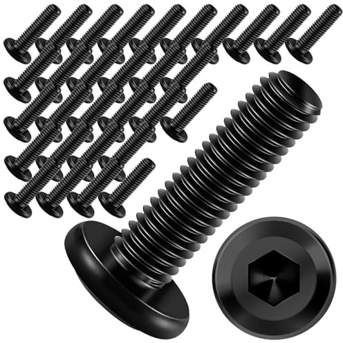 Qaestuan 30 Piezas Tornillo de Brida, M5x25 mm Tornillo de Cabeza Alomada, Tornillos para Máquina, Acero Inoxidable A2 V2A Tornillos Roscados Totalmente, Hexágono Interior Tornillos de Cabeza Plana