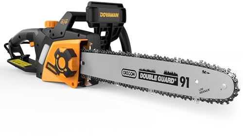 DOVAMAN 2400W Elektro Kettensäge, 40cm Oregon Schwert und Kette, werkzeuglose Kettenspannung, 15m/s, Rückschlagschutz, inkl. 2 Ketten, Kettensäge ideal für Brennholz, Garten und Baumschnitt - DCS01A
