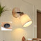 Winverty Applique Murale avec Interrupteur, Bois Retro Luminaire Mural Interieur avec Abat-jour en Tissu Blanc, Lampe de Chevet Murale E27 Rotative Lampe Murale pour Chambre Salon