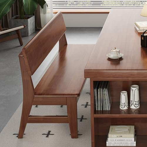 Banco de comedor de madera maciza con respaldo, banco de cocina de esquina redondeada para entrada, dormitorio, sala de estar, pasillo, construcción resistente de nogal, 120 cm