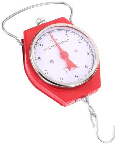 BESPORTBLE Tragbare HäNgewaage Mit Haken, Mechanische Federwaage FüR Angeln, Rotes Metall, 10 Kg KapazitäT, Klassisches Design FüR Vielseitige Anwendungen