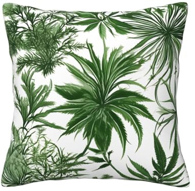 Fundas de cojín con estampado de hierbas y plantas herbáceas con flores y plantas herbáceas, fundas de cojín, suaves, respetuosas con la piel, decoración universal para el hogar