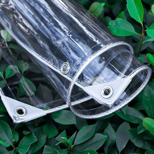 LLPEIJIE026 Telone di copertura impermeabile, 2 x 4 m, trasparente, con occhielli, 650 g/m², resistente agli strappi, dal vento, pieghevole, per balcone, pioggia, telo trasparente, occhielli in