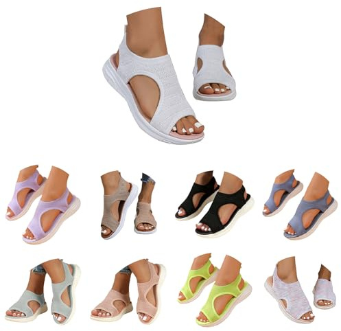 Ortopediska damsandaler, breda fötter – Slingback sommarskor, lätta vattensandaler, fiskmunssandaler, dam, ventilerande strandsandaler, mjuk fotbädd, sportsandaler, platå, tvättbara